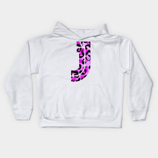 Abstract Letter J Watercolour Leopard Print Alphabet Kids Hoodie